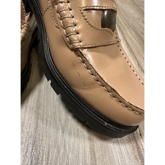 FREE PEOPLE Liv Camel Leather Penny Loafers 6 EUR 36 Heritage Minimalist Preppy - Picture 14 of 16